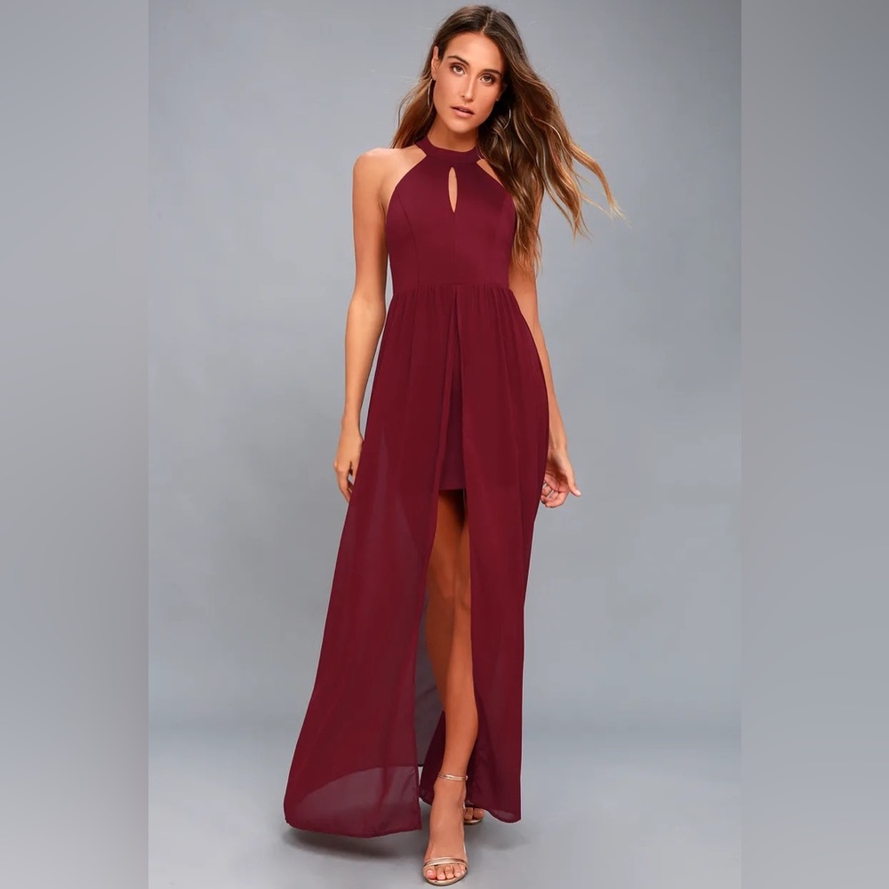 Lulu’s NWT My Beloved Lace Maxi Dress Keyhole Open Back